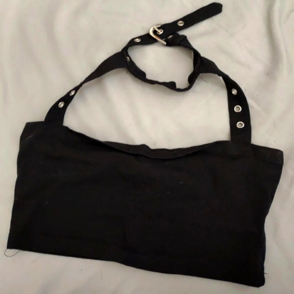 Gothic buckle choker crop top🔥